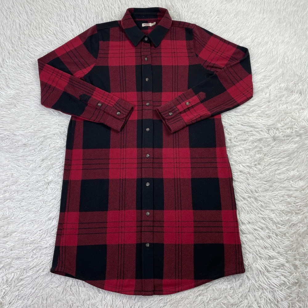 Faherty Dress Womens M Red Orchard House Plaid Legend Sweater Dress Button Up